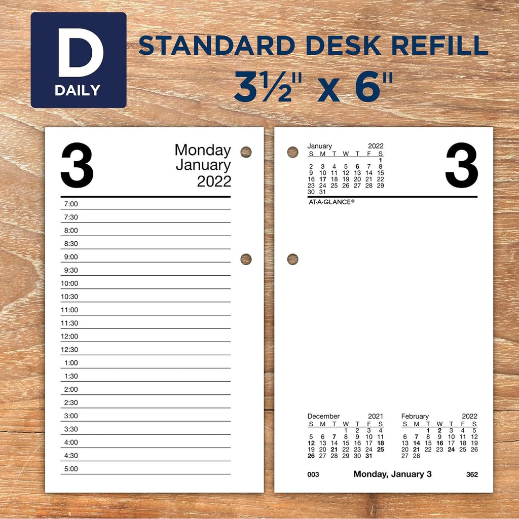 2022 Daily Desk Calendar Refill by AT-A-GLANCE, 3 1/2" X 5 27/32", Loose-Leaf (E71750)