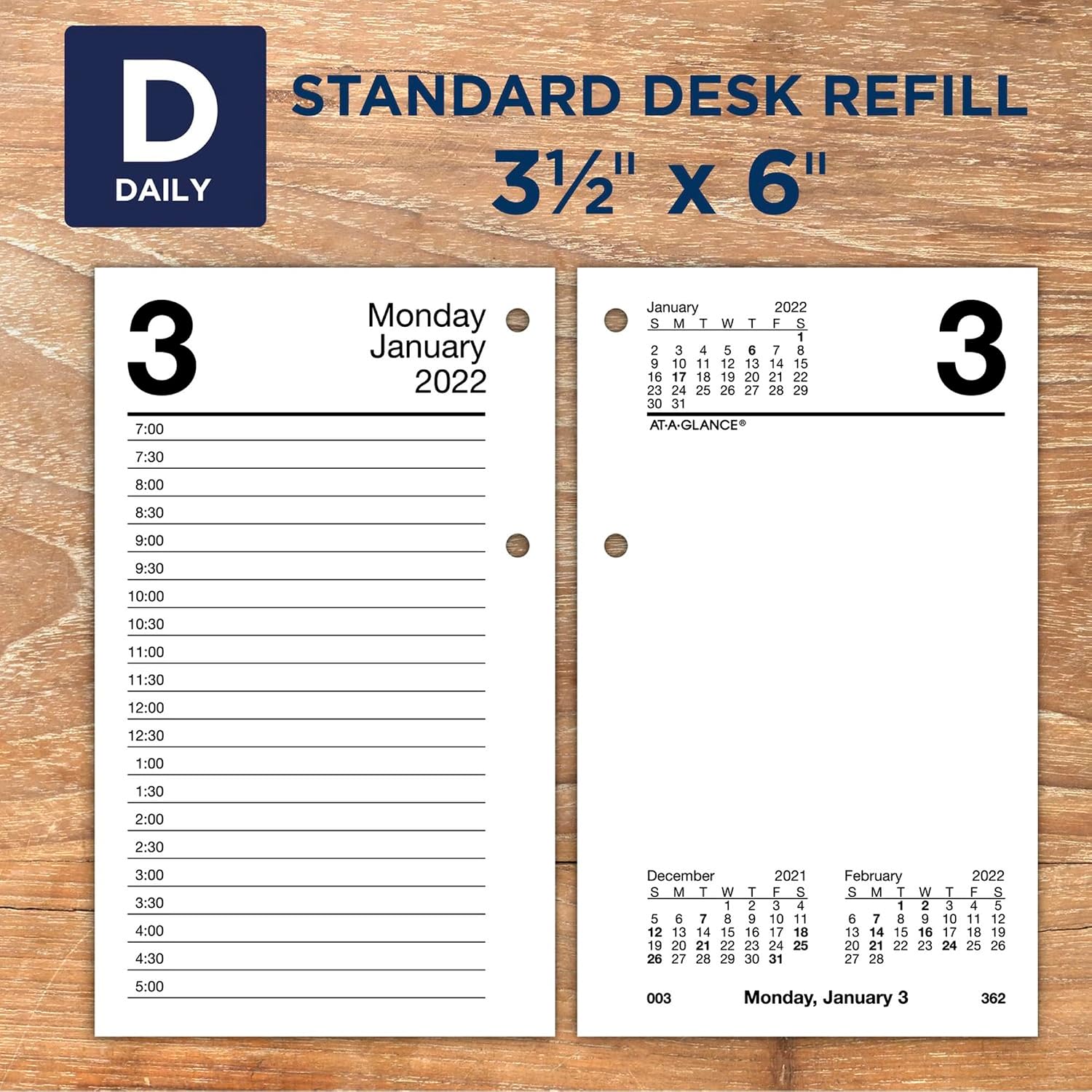 2022 Daily Desk Calendar Refill by AT-A-GLANCE, 3 1/2" X 5 27/32", Loose-Leaf (E71750)