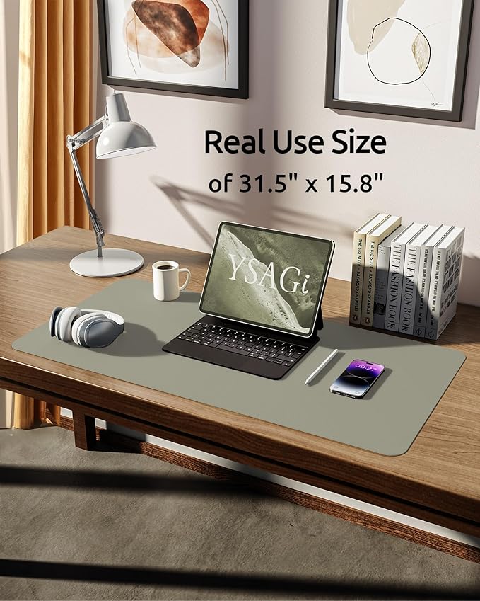 YSAGi Leather Desk Pad Protector, Office Desk Mat, Large Mouse Pad, Non-Slip PU - Image 5