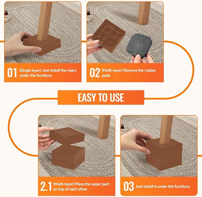 shouwuhho Furniture Risers, 4 Pack Bed Risers - Image 7