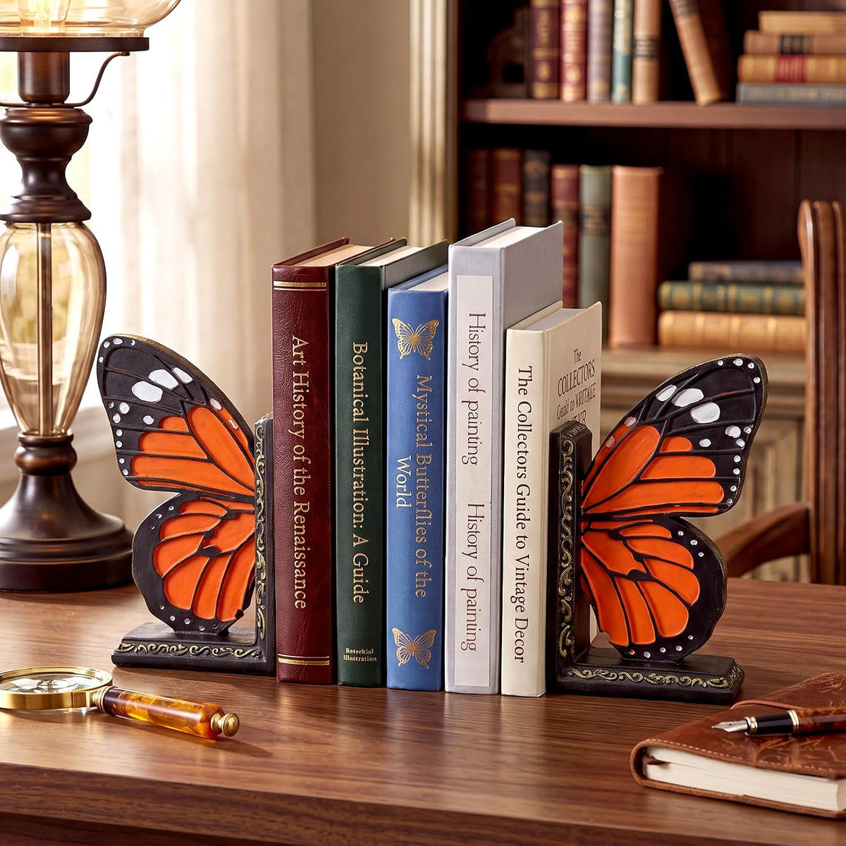 Epakh 2 Pcs Monarch Butterfly Book Ends Decorative Bookends