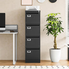 4 drawer file cabinet with lock, metal filing, side view