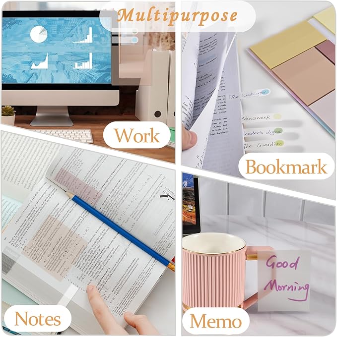 BAYTORY 900 Sheets Transparent Sticky Notes, Self-Adhesive Translucent Writable - Image 7