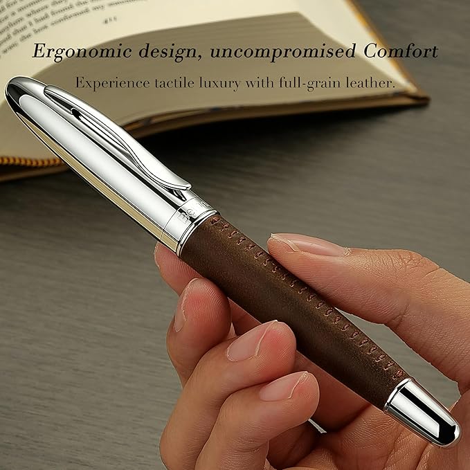 BEILUNER 318 Luxury Leather Pen, Full Grain Oil Tan Crazy Horse Cowhide Leather - Image 6