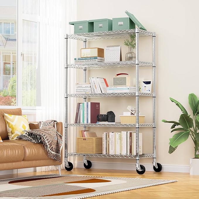 M MZG 5-Shelf Storage Shelves, Wire Shelving Heavy Duty Metal Storage Shelving - Image 2