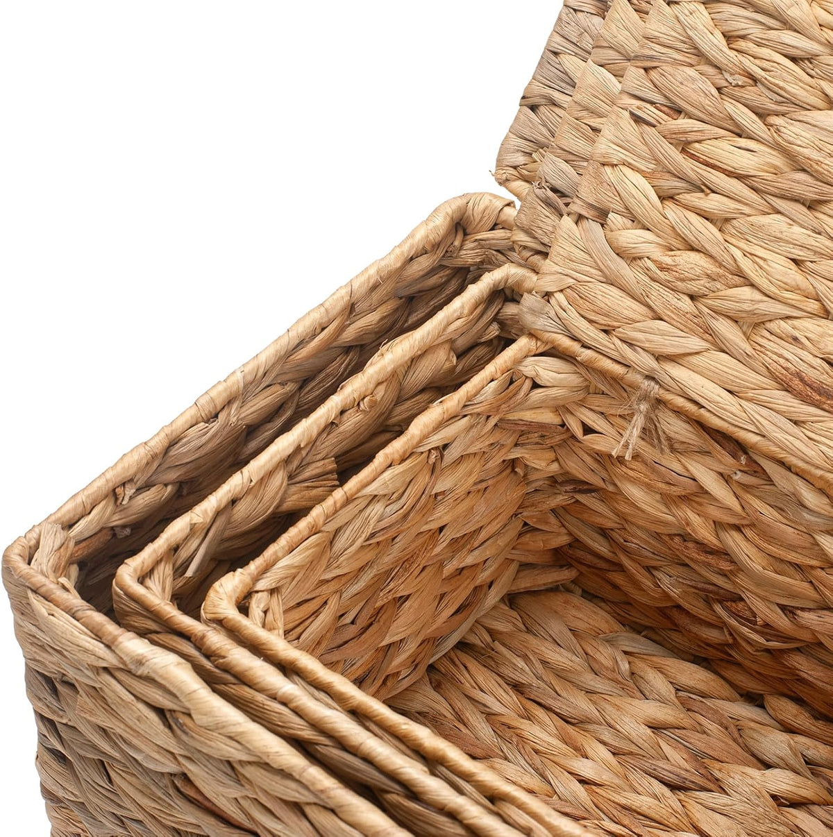 XIMISISE 3 Pack Wicker Storage Basket with Lid, Water Hyacinth Basket
