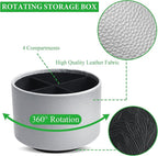 Hennaja Round Leather Art Supply Organizer, Remote Control Holder, 360 Degree - Image 3