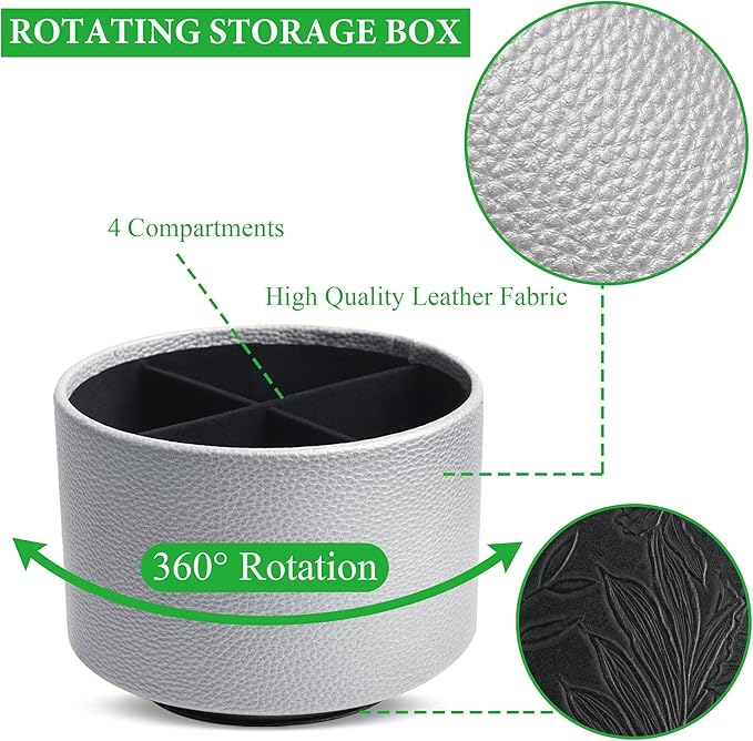Hennaja Round Leather Art Supply Organizer, Remote Control Holder, 360 Degree - Image 3