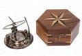 US HANDICRAFTS Vintage Brass Sundial Compass – Engraved Navigation Instrument by USHandicrafts