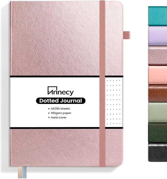 Annecy Numbered Bullet Dotted Journal Notebook, Medium 5.5x 8.25, 160 Pages by Annecy
