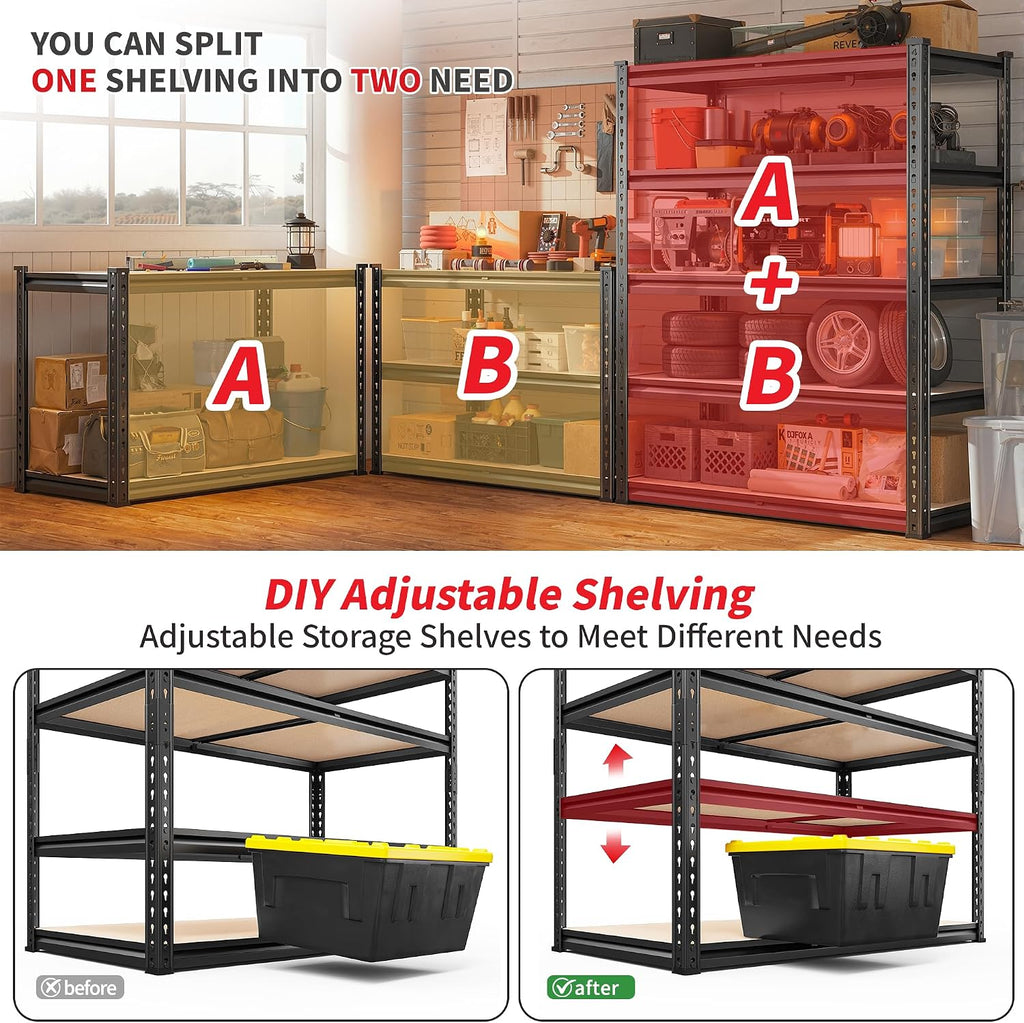 reibii 3 pack garage shelving,5 tier heavy duty, package contents