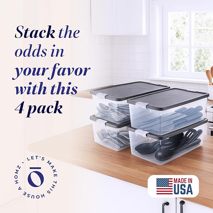 HOMZ 4-Pack Secure Latch, 15 Quart, and Office Organization - Image 2