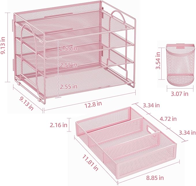 Marbrasse Desk Organizer and Accessories4-Tier Paper File Letter Tray - Image 6