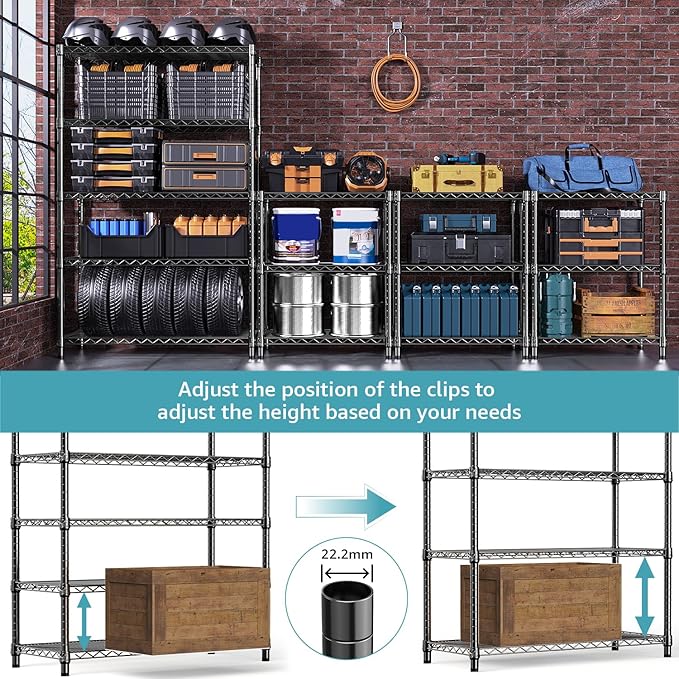 M MZG 1750 lbs Steel Storage Shelving 5-Tier Utility Shelving Unit Steel - Image 4