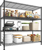 45 "W Metal Shelving Unit 4 Tier Storage Shelves Adjustable Wire Shelving Metal