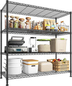 45 "W Metal Shelving Unit 4 Tier Storage Shelves Adjustable Wire Shelving Metal by Durayloly