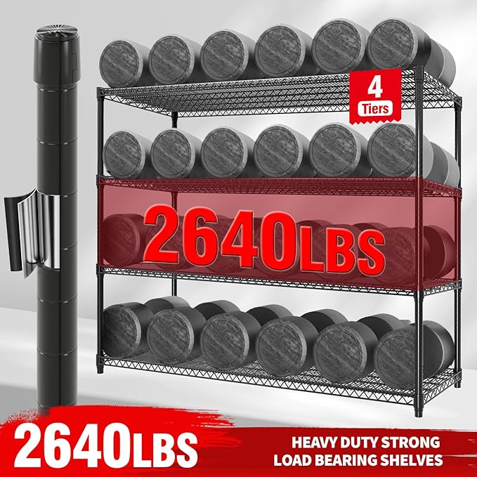 MilleLoom 4 Tier Industrial Storage Shelving Unit 2640LBS Capacity, Heavy Duty - Image 3