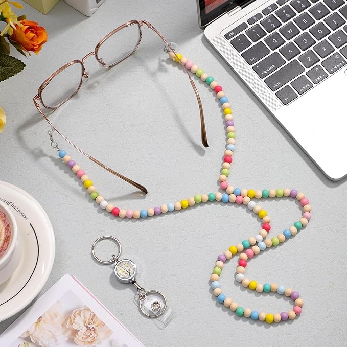 Lanyards for ID Badges Teacher Gifts Cute Wooden Beaded Lanyard - Image 4
