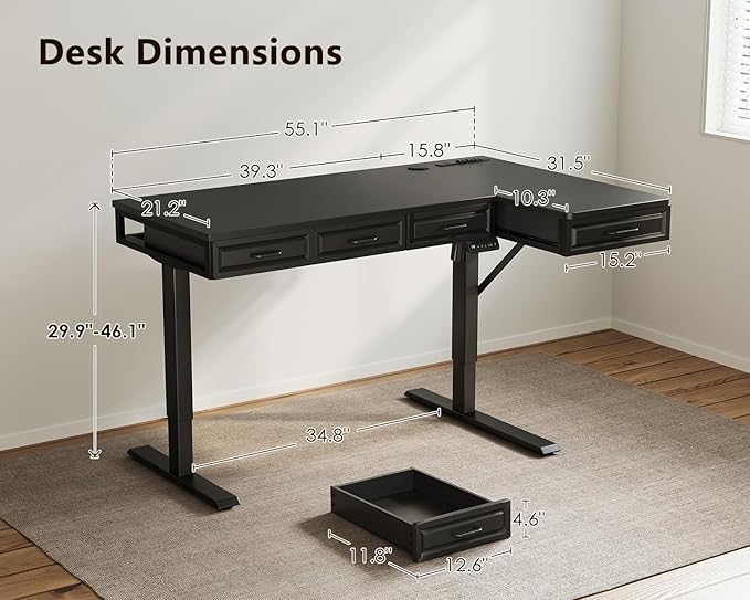 OffiGo L Shaped Electric Standing Desk - Image 3