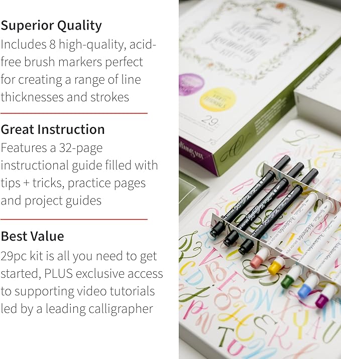 Speedball Hand-Lettering & Journaling Set, Brush Tip Pens Calligraphy, Bullet - Image 2