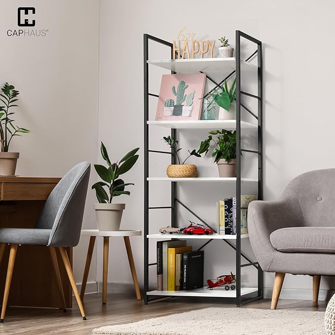 CAPHAUS 5 Tier Bookshelf, 24 Inch Width Free Standing Shelf, Bookcase Shelf - Image 2