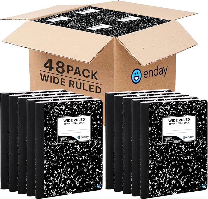 Emraw Composition Notebooks Wide Ruled Paper Bulk, Hard Cover Composition by Emraw