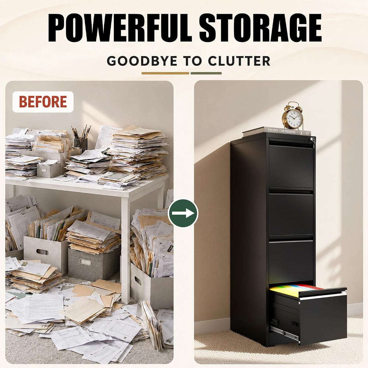 4 drawer file cabinet for home office, vertical, package contents