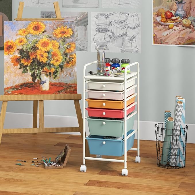Giantex 6 Storage Drawer Cart Rolling Organizer Cart - Image 8