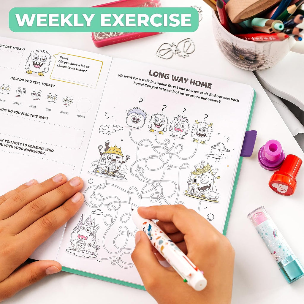 Clever Fox Journal for Kids & Teens, Writing, Gratitude, Mint Green | Daily questions, feelings and guided gratitude prompts, Weekly exercises, Journaling notebook for children 8+, girls & boys