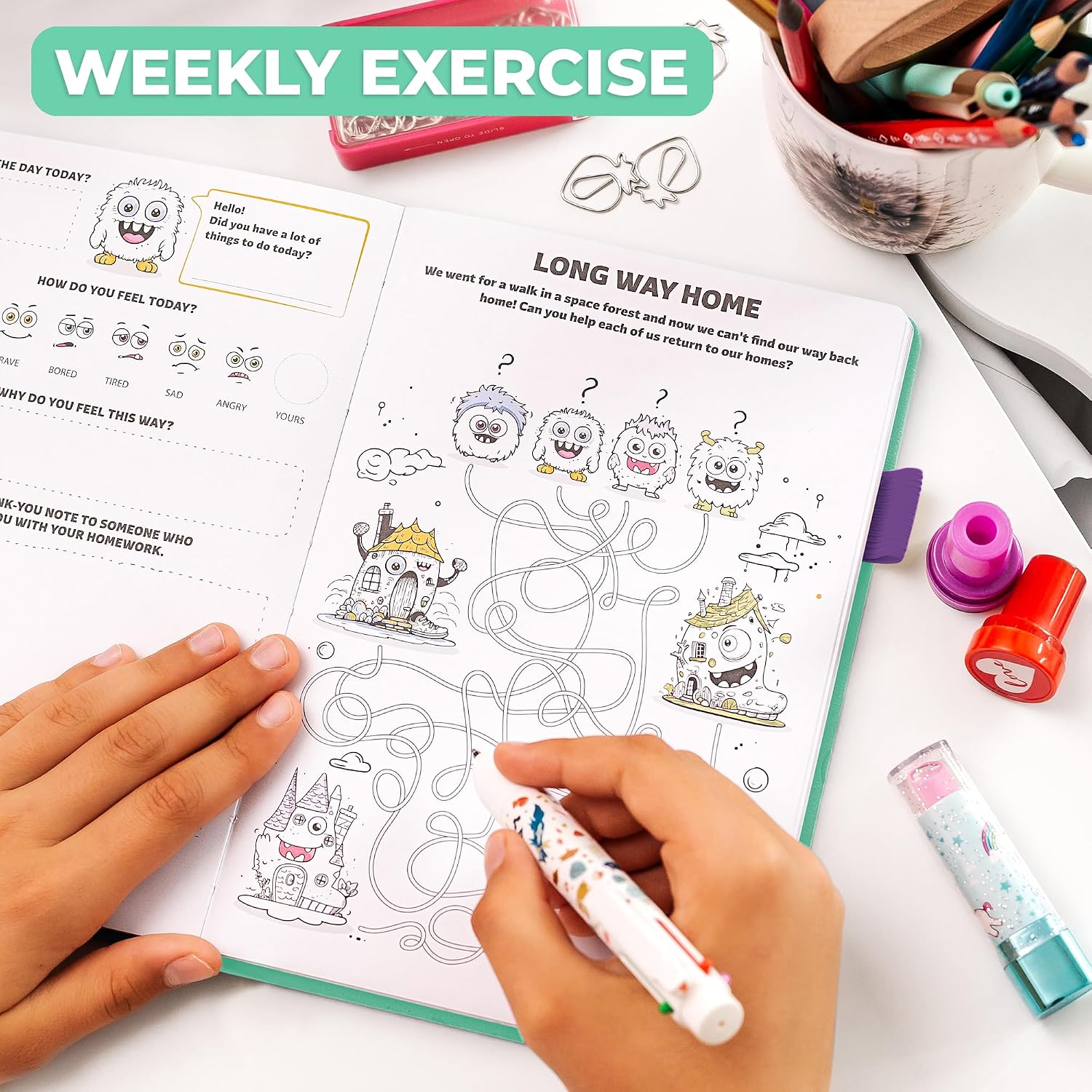 Clever Fox Journal for Kids & Teens, Writing, Gratitude, Mint Green | Daily questions, feelings and guided gratitude prompts, Weekly exercises, Journaling notebook for children 8+, girls & boys