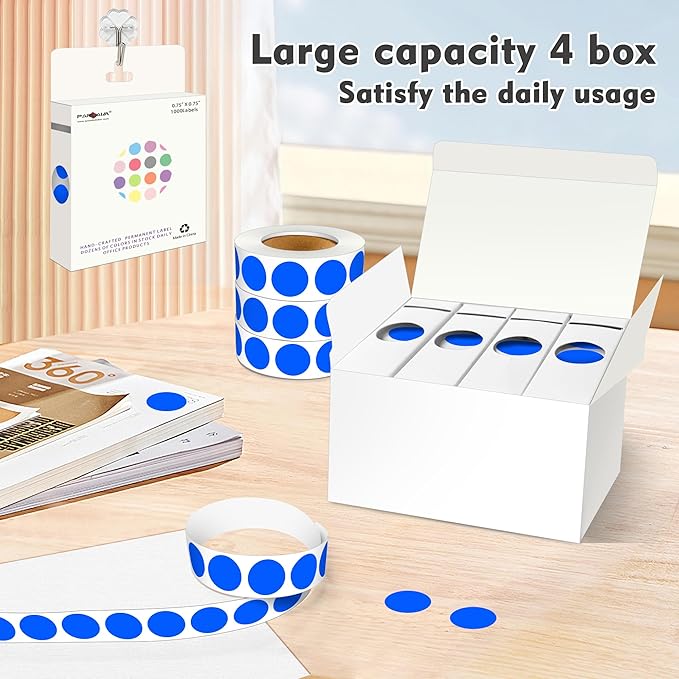 PARLAIM 3/4 Inch Roll Color Coding Labels, 4000 per/4 Rolls Round Adhesive - Image 7