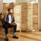 Room Dividers and Folding Privacy Screens, Wood Louvered Separators Divider Wall - Image 6