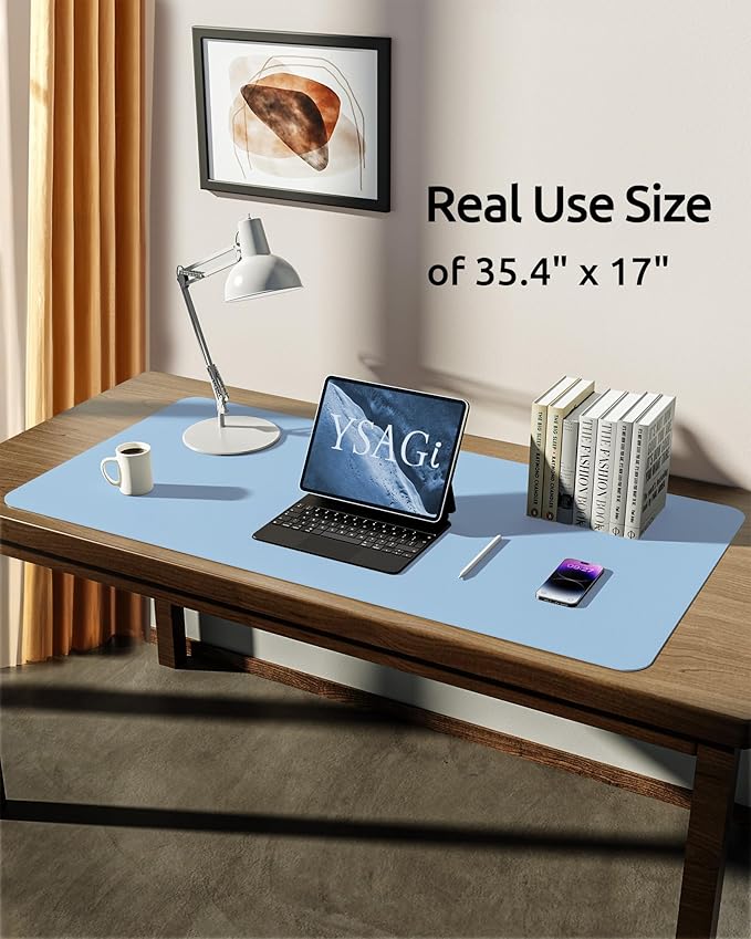 YSAGi Leather Desk Protector, Office Mat, Large Mouse Mat, Non-Slip PU Leather - Image 5
