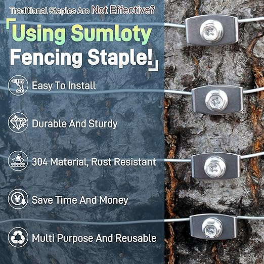 Sumloty 100-Pack 304 Stainless Steel Fence Staples, 1.6 Inch Reusable Fence - Image 5