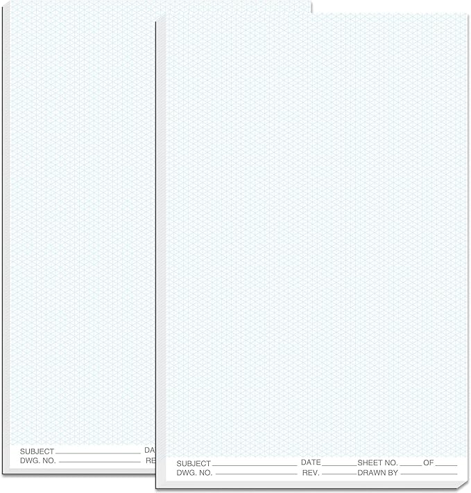 2 Pack 100 Sheets 11" x 17" Isometric Graph Paper Pad Landscape by gisgfim
