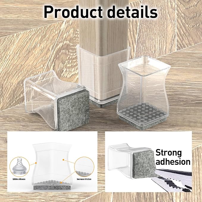 Clear Square Chair Leg Protector - Image 4