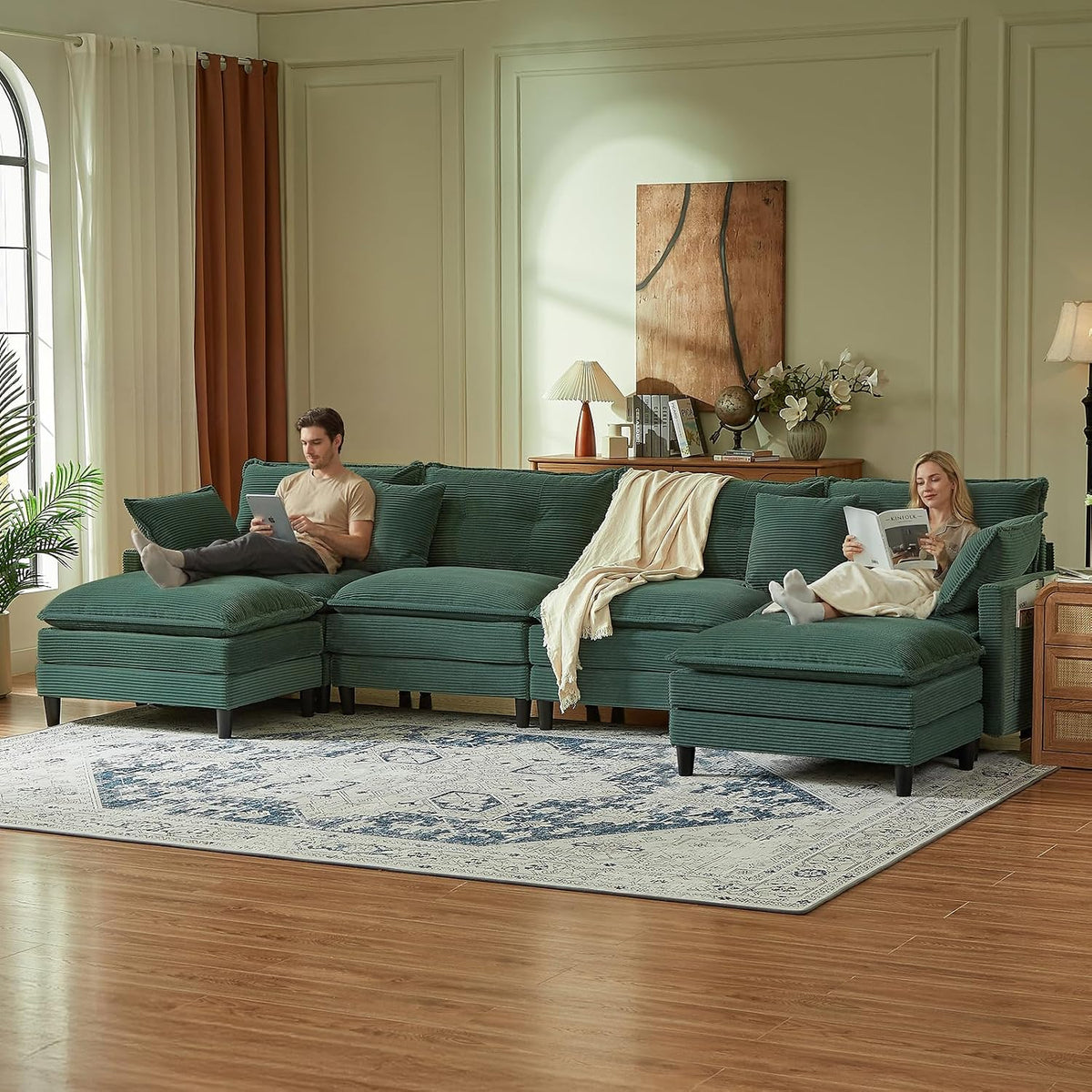 Match Ottoman Only for Cloud Modular Sectional Couch Sectional, Corduroy Foot...