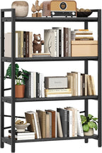 4 Tier Bookshelf 31.49" Width, Tall Book Shelf Storage and Organization by Homeiju