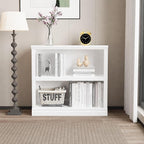blini 2-Shelf White Bookcase Wooden Bookshelves 33in Wide Floor Standing - Image 2
