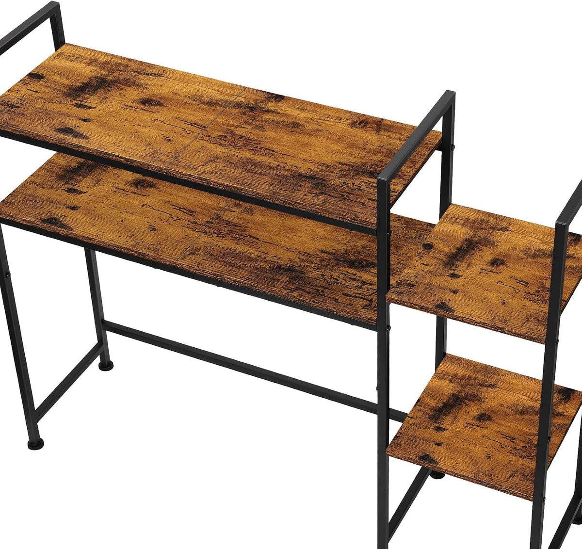 YBING Desktop Bookshelf, 4 Tier Desk Hutch Dorm Wood, Rustic Brown