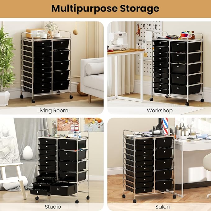 Giantex 15 Drawer Rolling Cart - Image 8