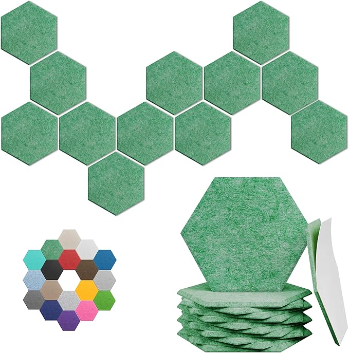 Hexagonal Acoustic Panels-12 Pack High-Density Sound Absorbing Panels by UNECHOACOUSTIC
