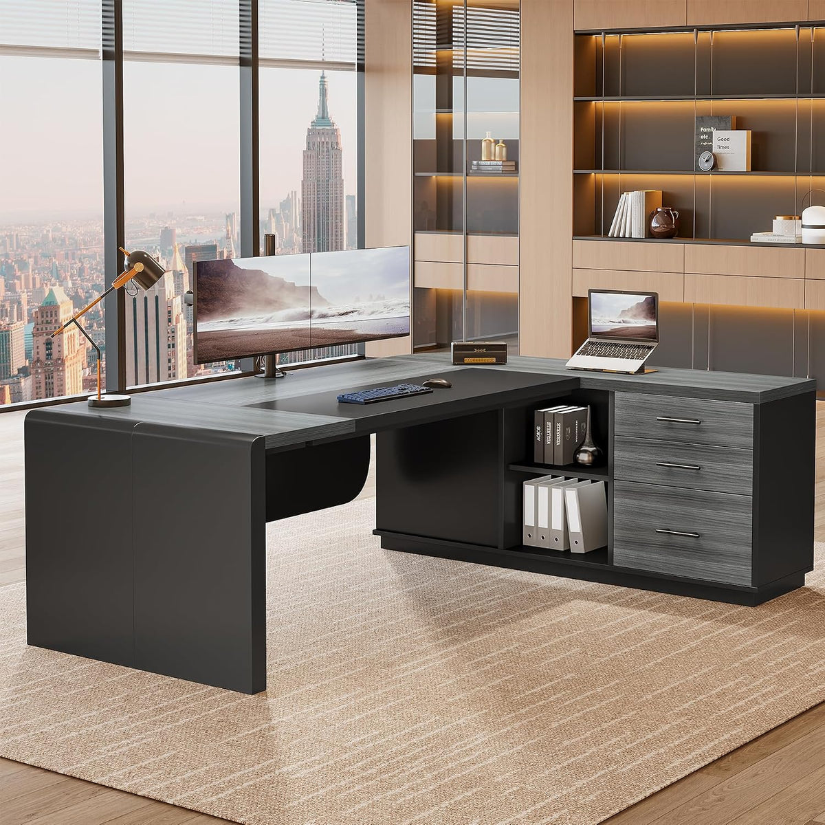 Tribesigns 81‘’ L-Shaped Executive Desk, Large Modern Office Desk with Drawer...