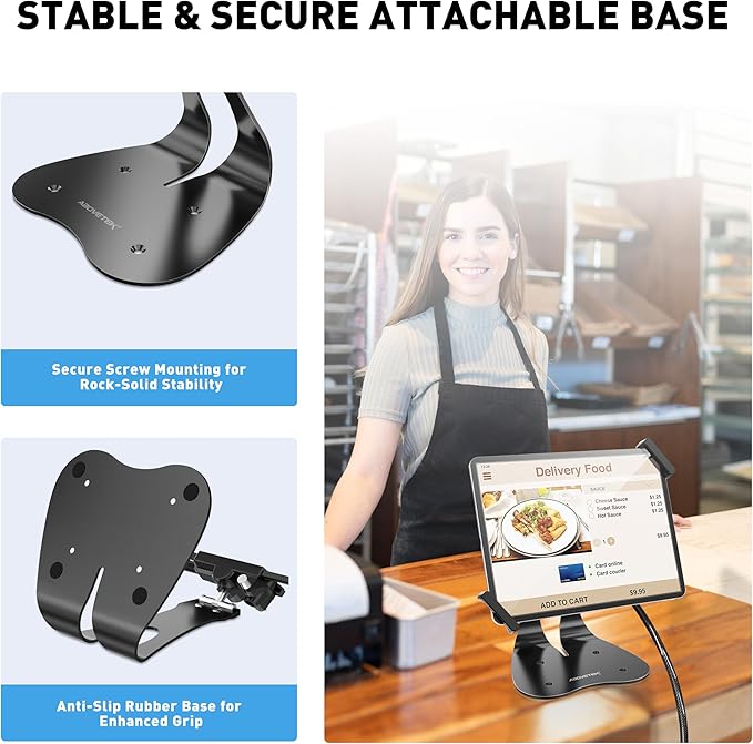 AboveTEK Anti-Theft iPad Kiosk Stand, 360° Swivel POS Tablet Mount - Image 6