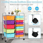 COSTWAY 15 Drawer Rolling Storage Cart, Utility Tools Paper Organizer on Wheels - Image 6