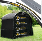 happy travel bike storage shed tent, waterproof portable showing dimensions