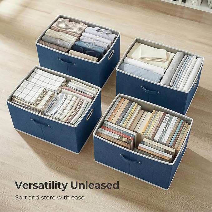 PRANDOM Storage Bins with Lids Linen Fabric Foldable Storage Boxes Organizer - Image 7