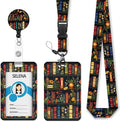 Floral Bookshelf Lanyards for ID Badges, Badge Holder by Mcapirivo