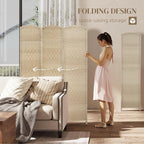 HOMCOM 3 Panel Room Divider, Hand-Woven Freestanding Wall Partition - Image 3