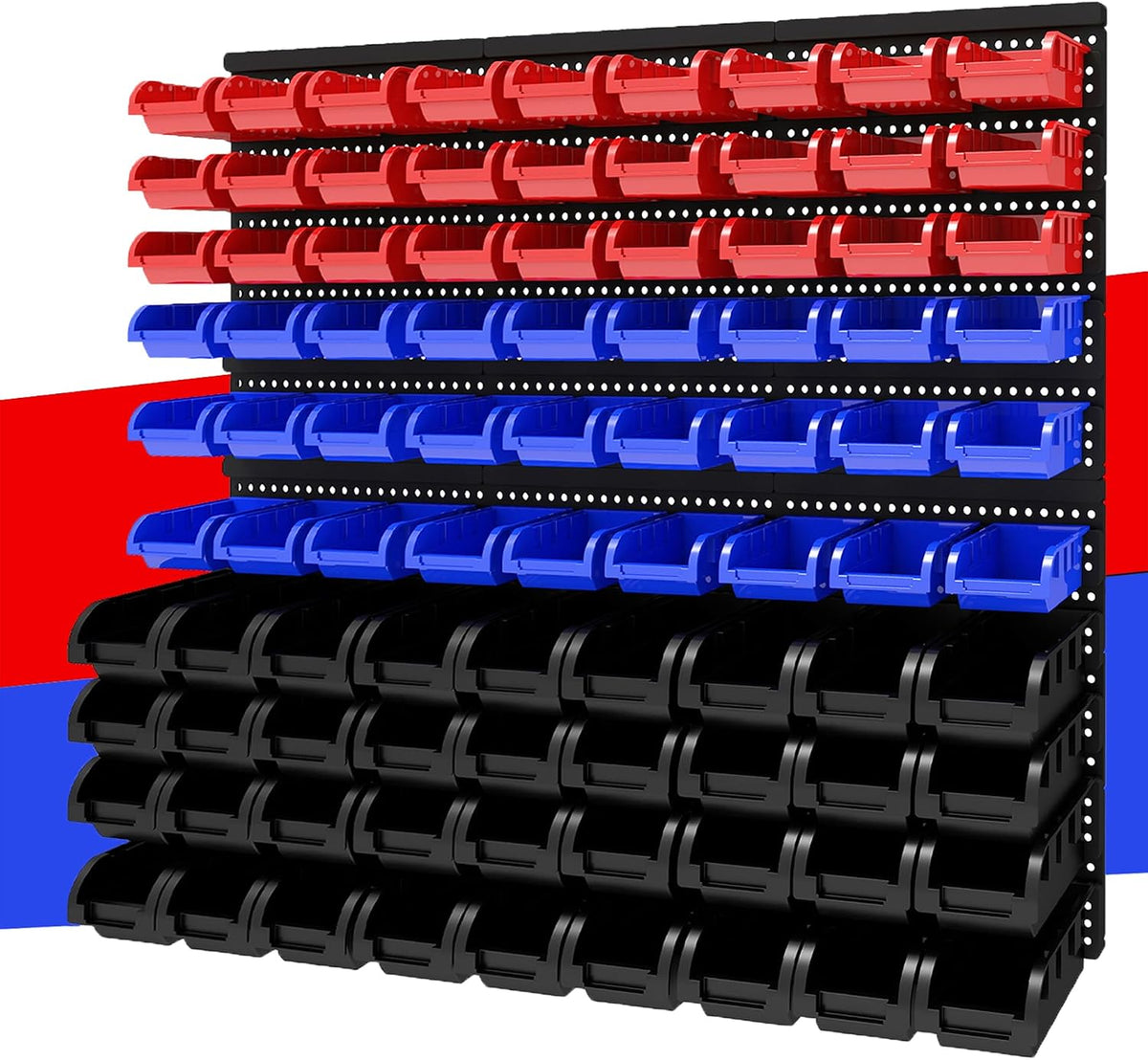 wall mounted storage organizer bins with rack, nuts, main product view